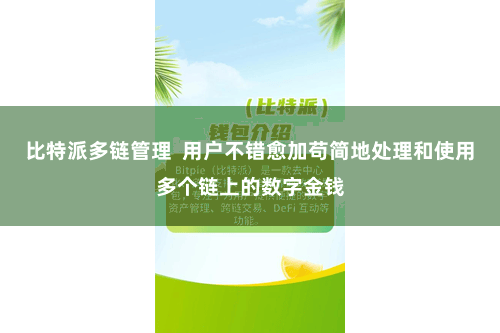 比特派多链管理  用户不错愈加苟简地处理和使用多个链上的数字金钱